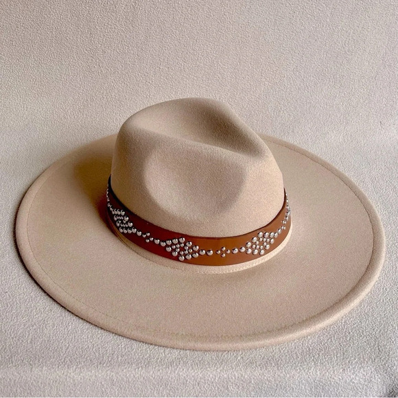 Flat Wide Brim Vegan Rancher Panama Hat - Picture 1 of 2